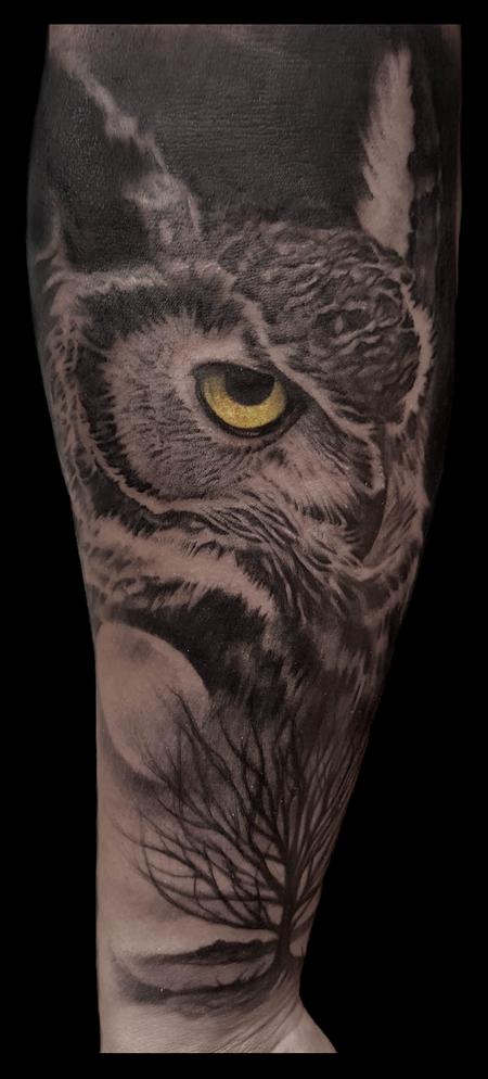 Tattoos - owl and moon - 125318
